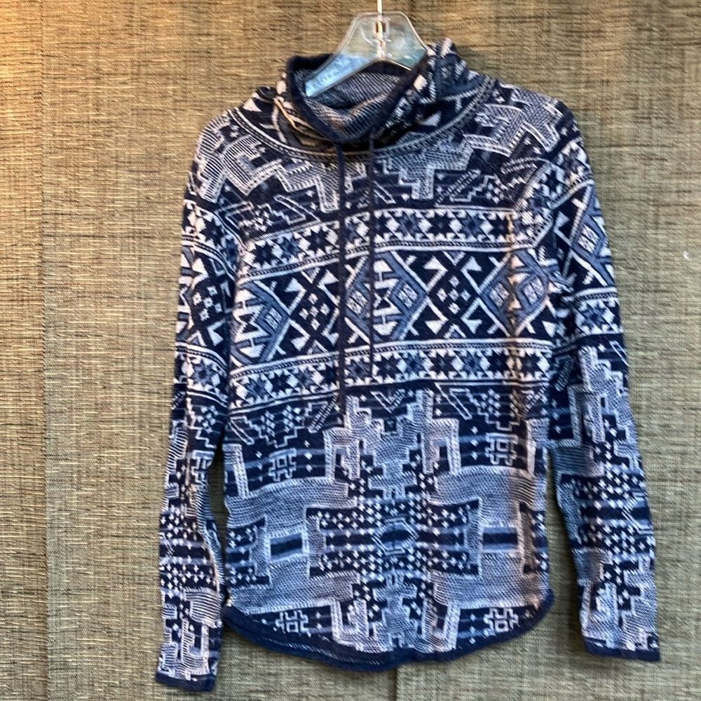 Chaps Denim tribal print cotton funnel neck sweater